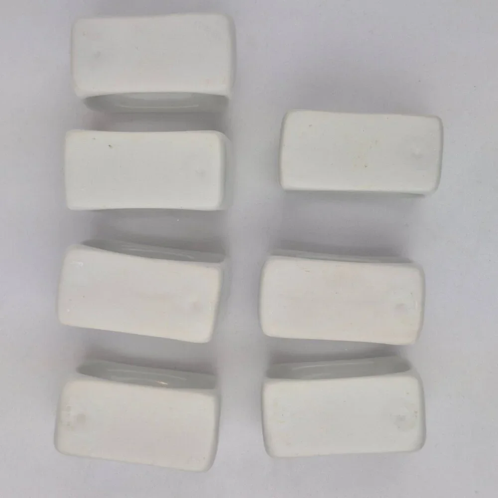 Crown Baccara Napkin Rings Modern Rectangle Porcelain Glossy Finish Set of 7